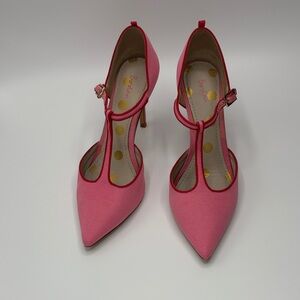 Boden Pink T-Strap Heels